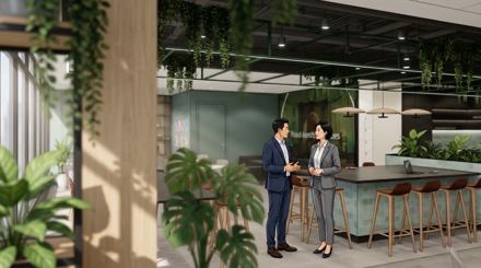 A catch-up in the work café
